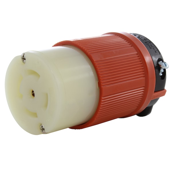 Locking Connector, L21-30R, 30 A, 120/208V AC, Three Phase, 4 Pole, Screw Terminals, Orange